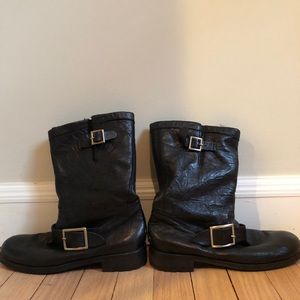 Jimmy Choo Rabbit fur lined biker boots